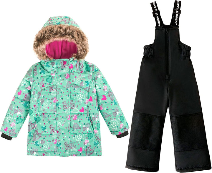 SMONTY Kinder Schneeanzug für Mädchen Winter Skijacke & Hose Set Kapuzenträger Set Winddicht Wasserd