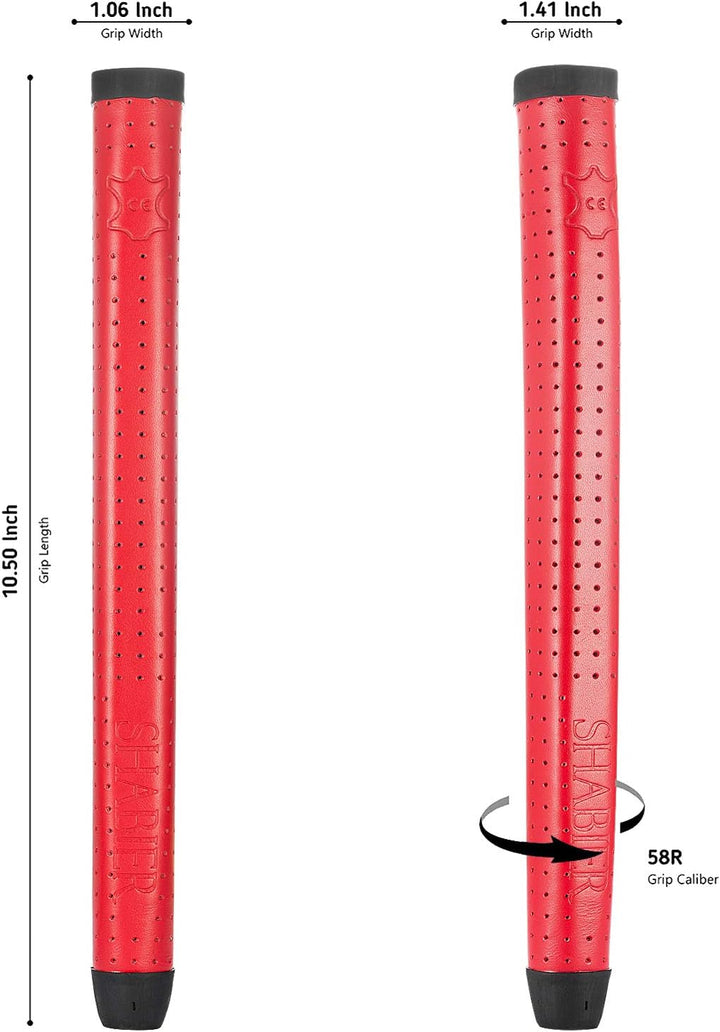 SHABIER Leichter, atmungsaktiver Golf-Puttergriff aus reinem Leder, handgefertigt, weiches Leder rot