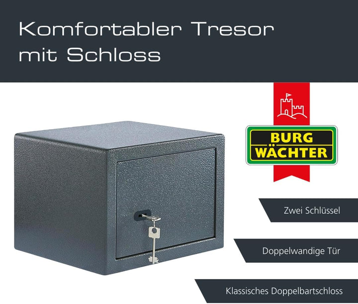 Burg-WÄCHTER Möbeltresor mit Schlüssel, Inkl. Fachboden, Zur Wand- und Bodenbefestigung, 20,6 l, 12,