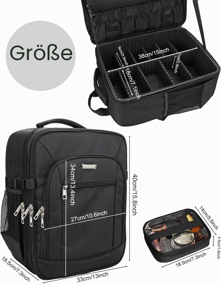Relavel Kosmetik-Rucksack Profi Kosmetikkoffer Extra Gross Reise Kosmetik Tasche Aufbewahrungsorgani
