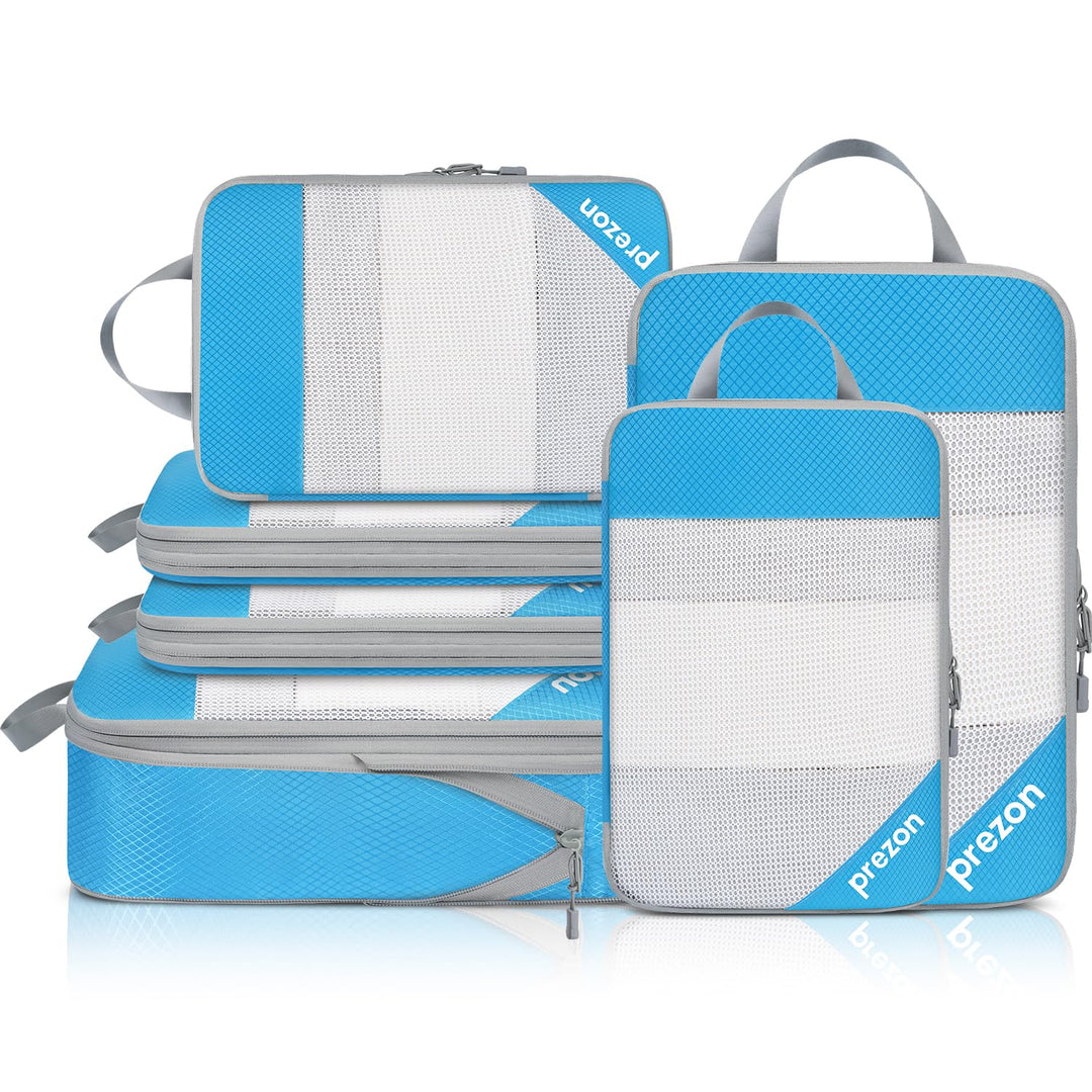 Prezon 6 Set Kompressions-Packwürfel, Durchsichtiges Design, Platzsparend, Leicht, Massgeschneiderte