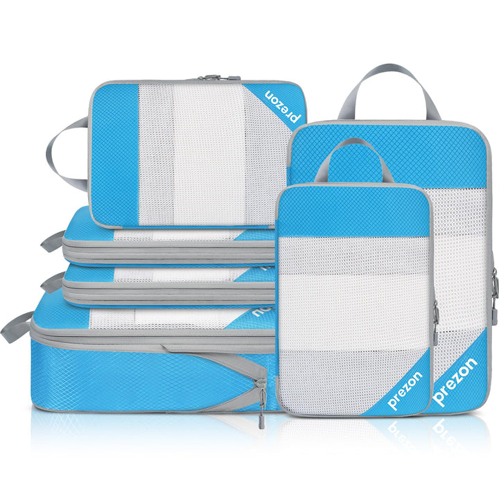 Prezon 6 Set Kompressions-Packwürfel, Durchsichtiges Design, Platzsparend, Leicht, Massgeschneiderte
