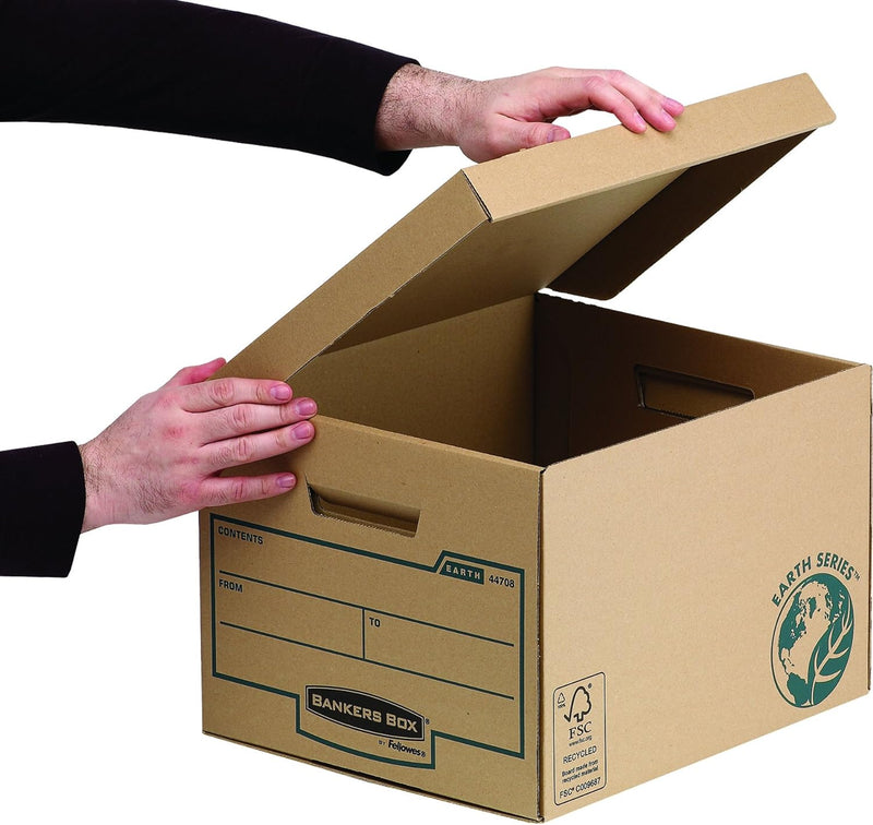 Bankers Box Earth Series Klappdeckelbox Kubus (100% recycled) 10 Stück braun, Klappdeckelbox