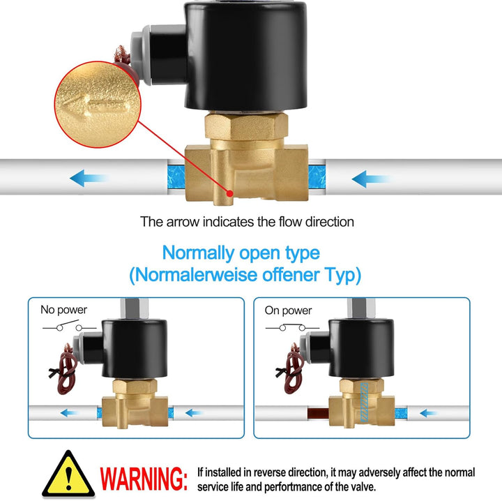 Heschen Elektrisches Magnetventil aus Messing, 2W-040-10K, PT3/8'', DC24V, Direktbetätigung für Wass