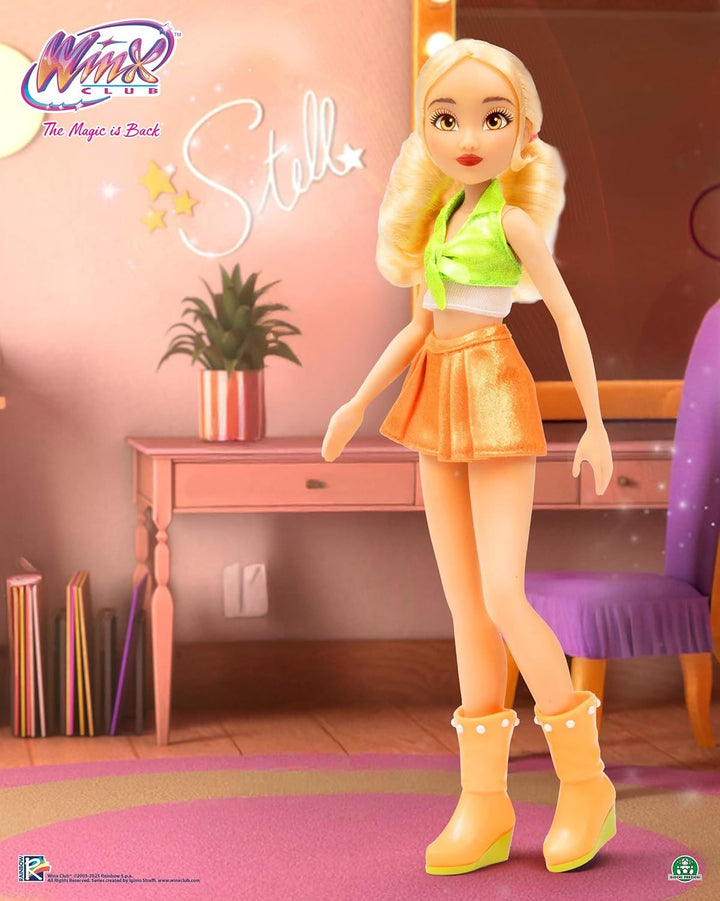 Winx Iconic Puppe – Stella, 27cm, bewegliche Gelenke, goldenes Haar, ikonisches Outfit – offizielles