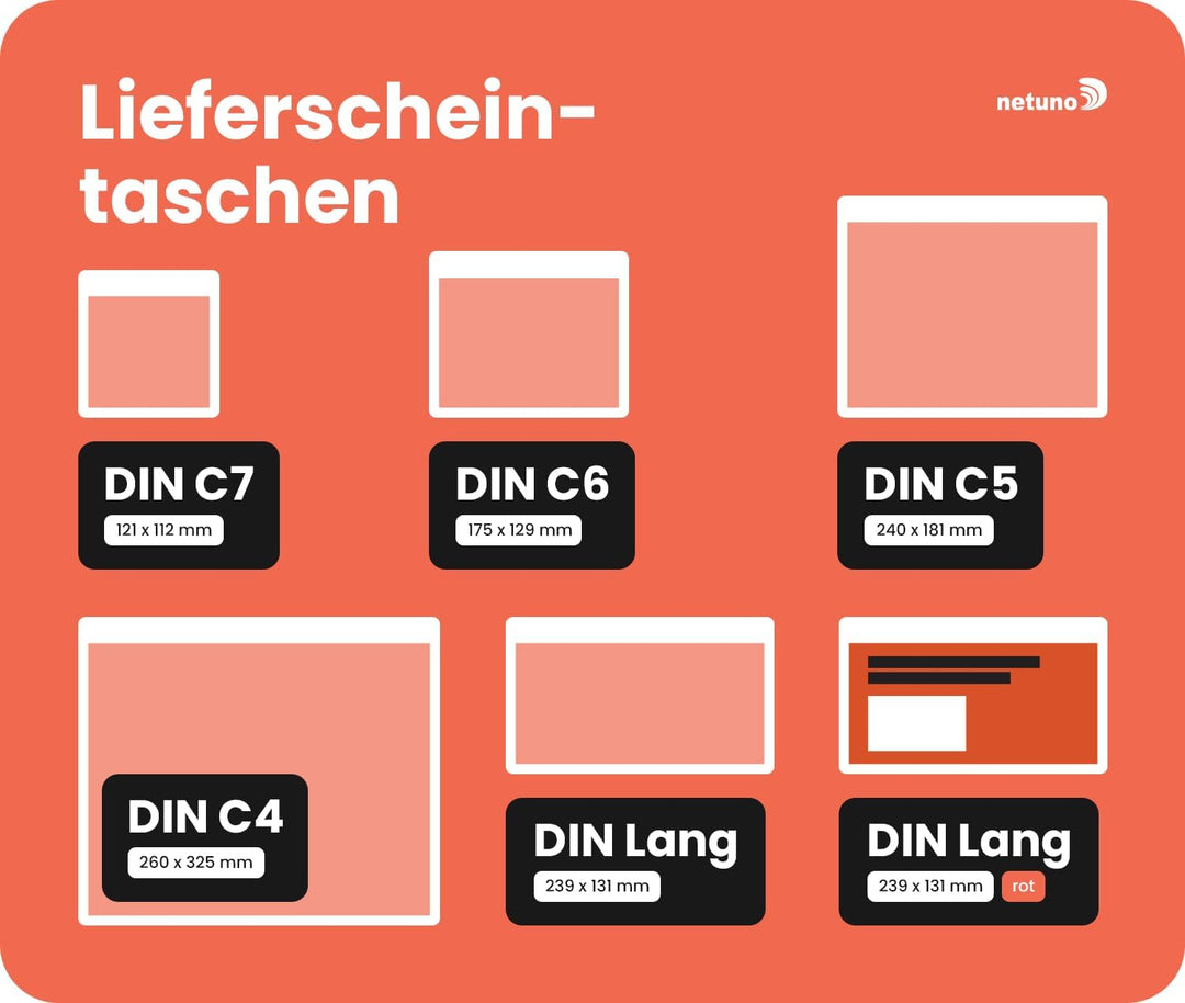 Netuno 5000 transparente Lieferscheintaschen selbstklebend DIN C5 240x 181 mm Begleitpapiertaschen C