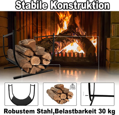 YRHome Kaminholzregal halbrund 44,5x37,5x40cm (LxBxH) Brennholzregal pulverbeschichteter Stahl Feuer