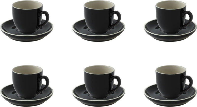 palmer colors Kaffeetassen - 6er-Set, Porzellan, schwarz, 14 cl – 12 cm moderne, kompakte Form, für