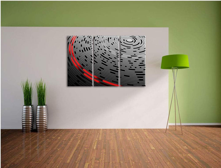 Pixxprint DJ Platte Abstrakte Kunst als Leinwandbild | Grösse: 3 Teilig (120x80) | Wandbild| Kunstdr