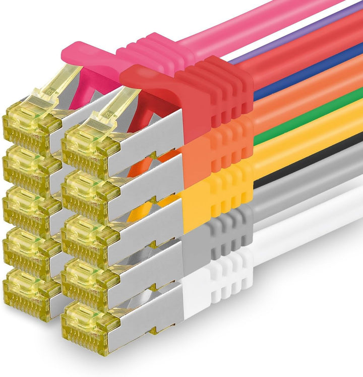 Cat.7 Netzwerkkabel 7,5m 10 Farben 10 Stück Cat7 Ethernetkabel Netzwerk LAN Kabel Rohkabel 10 Gb s S