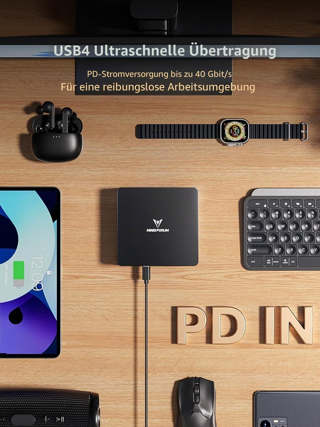 MINIS FORUM UM890 Pro Mini PC, AMD Ryzen 9 8945HS Prozessor, 8 Kerne/16 Threads bis zu 5,2 GHz, AMD