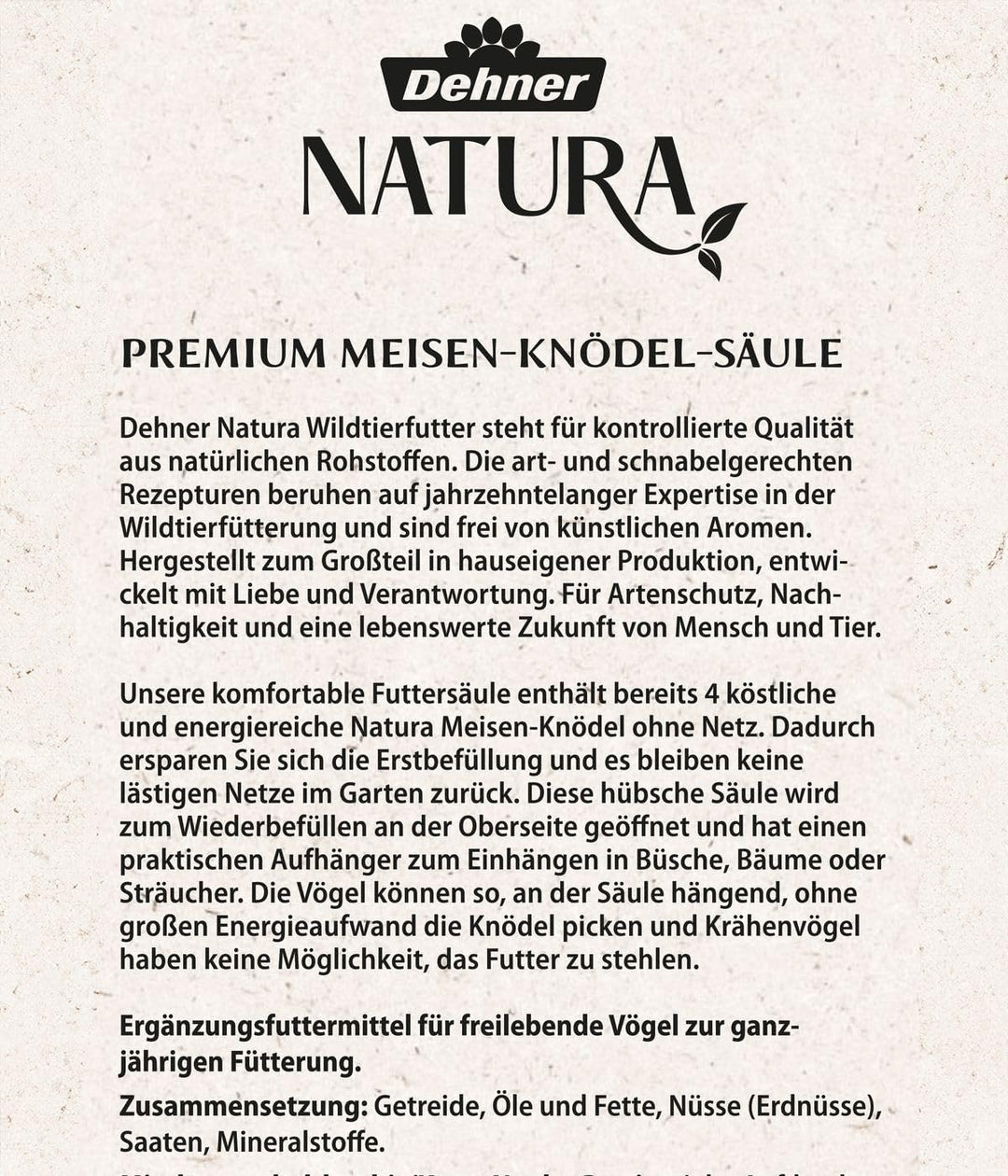Dehner Natura Premium Meisenknödelring gefüllt, inkl. 10 Meisenknödel ohne Netz, ganzjähriges Wildvo