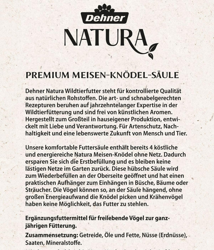 Dehner Natura Premium Meisenknödelring gefüllt, inkl. 10 Meisenknödel ohne Netz, ganzjähriges Wildvo