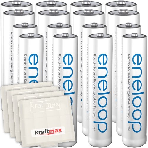 16er Kombipack Panasonic Eneloop Akkus 8 AA/Mignon, 8 AAA/Micro Hochleistungs Akku Batterien in Kraf