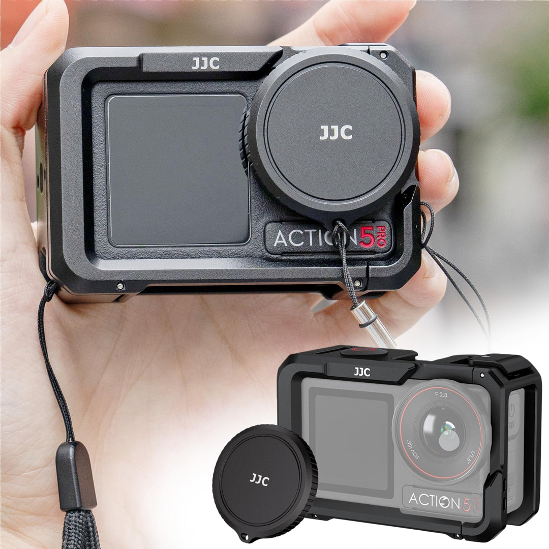 JJC Osmo Action 5 Pro 4 3 Käfig Metall,Aluminium Schutzrahmen mit Objektivdeckel für DJI Osmo Action