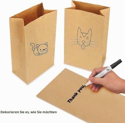 Gaoyong 50 Stück Papiertüten, Kraftpapierbeutel, Papiertüten für Geburtstage, Festivals, Lebensmitte