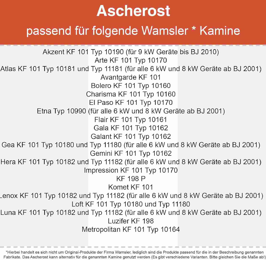 Kaminrost - Passend für Wamsler Kaminöfen inkl. Modellübersicht - Ascherost Kamin aus massivem Stahl