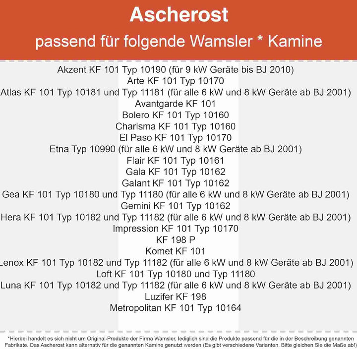 Kaminrost - Passend für Wamsler Kaminöfen inkl. Modellübersicht - Ascherost Kamin aus massivem Stahl