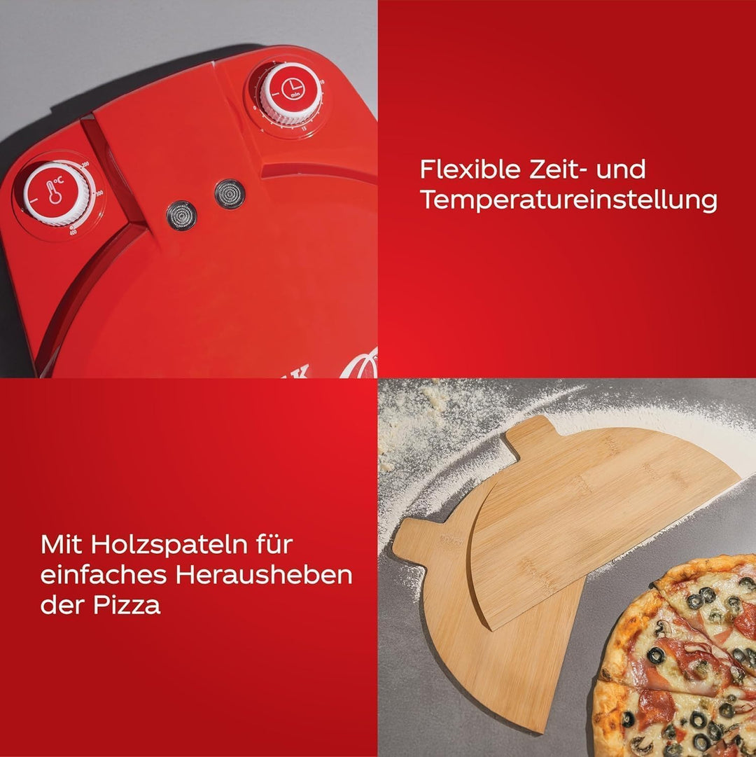 Salco Coca-Cola Pizzamaker – Perfekte Pizza in 3-5 Minuten | 30 cm Cordierit-Pizzaplatte | 400°C var