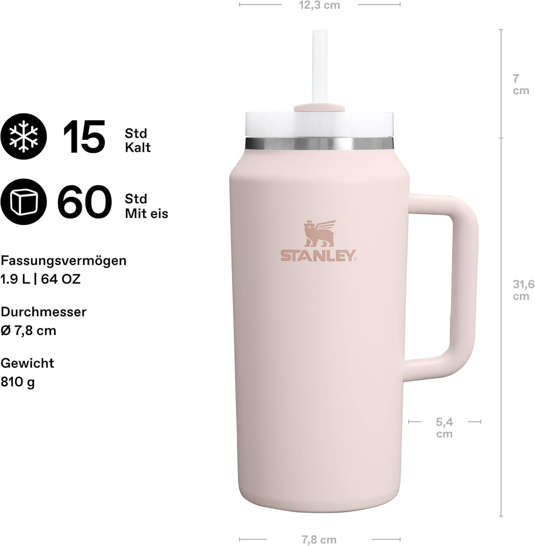 Stanley 1913 Quencher H2.0 FlowState Trinkflasche mit Strohhalm 1.9L - Thermobecher Kühlt 15 Stunden
