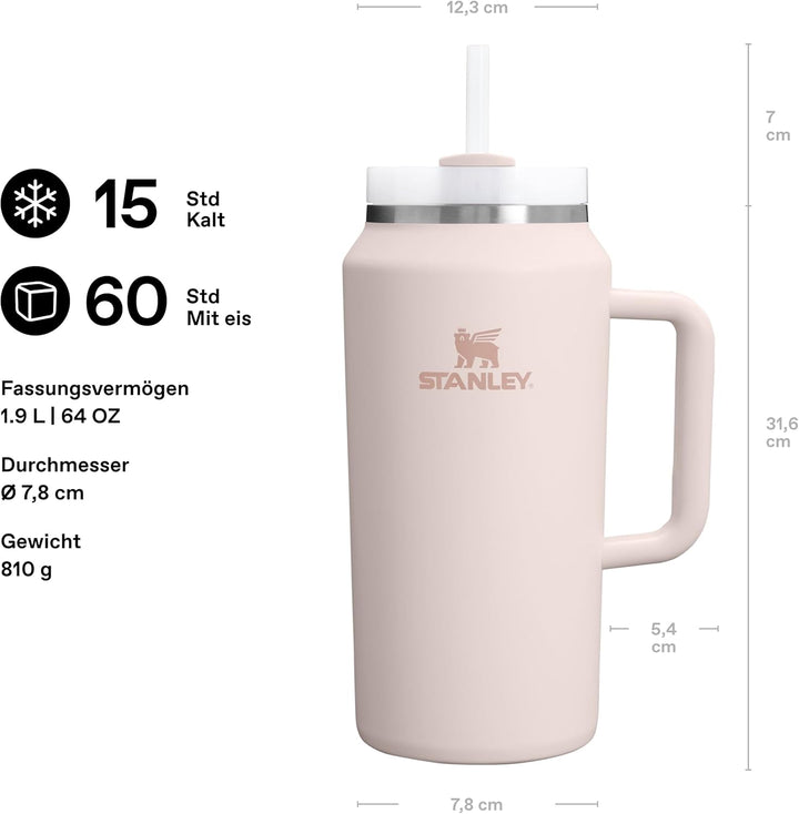 Stanley 1913 Quencher H2.0 FlowState Trinkflasche mit Strohhalm 1.9L - Thermobecher Kühlt 15 Stunden