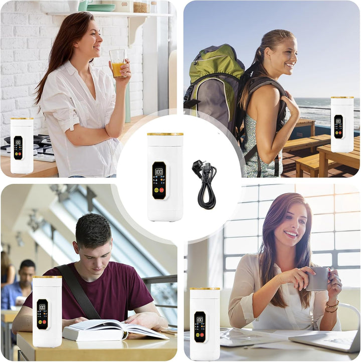 Reisewasserkocher Klein, 450ml Reise Wasserkocher Klein mit Temperaturregelung & LED Touch Display,