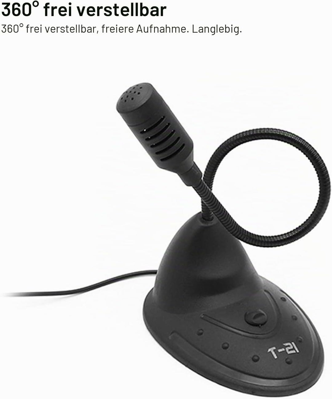 Zunate Flexible Desktop Microphone, Laptop/PC Mikrofon Tischmikrofon mit 3.5mm Klinke, 360° Omnidire
