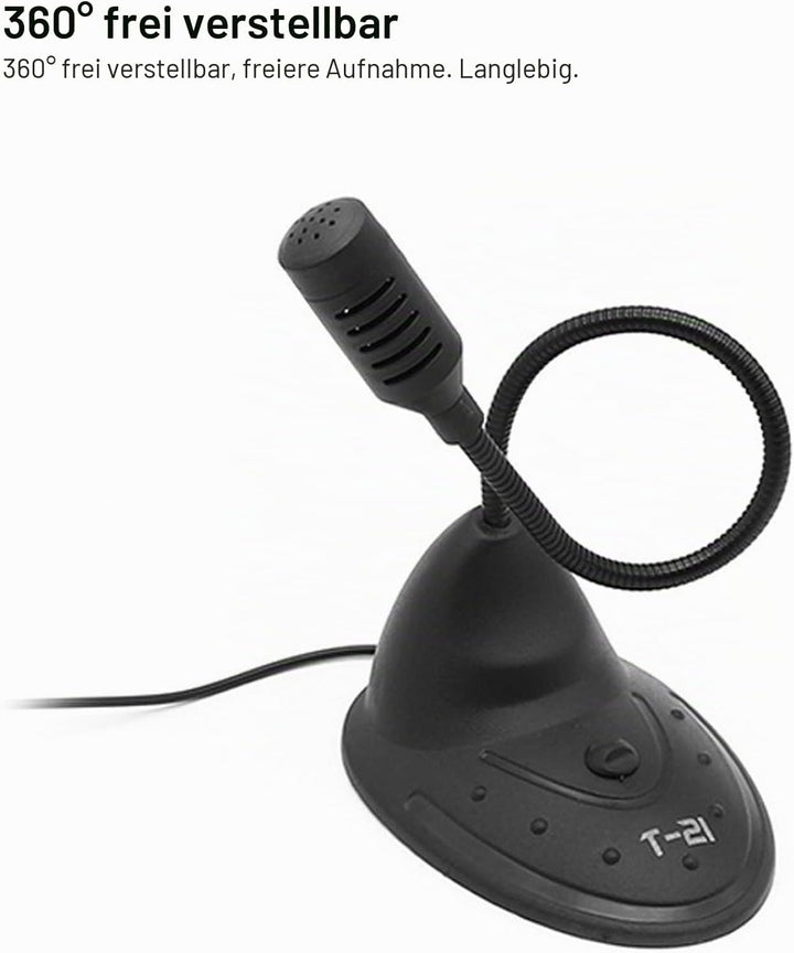 Zunate Flexible Desktop Microphone, Laptop/PC Mikrofon Tischmikrofon mit 3.5mm Klinke, 360° Omnidire