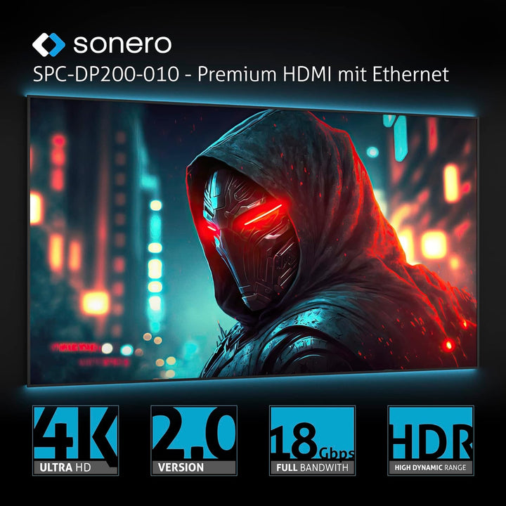 Sonero® 4K DisplayPort 1.2 auf HDMI 2.0 Kabel, DisplayPort Stecker auf HDMI Stecker, 4K 60Hz, 2K 120