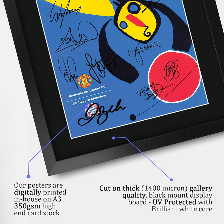 HWC Trading A3 FR 1999 Champions League Final Program Poster Das Team Signed Geschenk GESTALTET A3 P