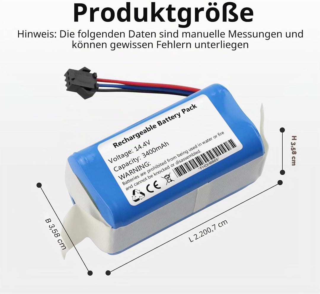 K KYUER 14.4V Rechargeable Akku für AIRROBO P20 Robot Vacuum Cleaner RoboVac Battery 3400mAh