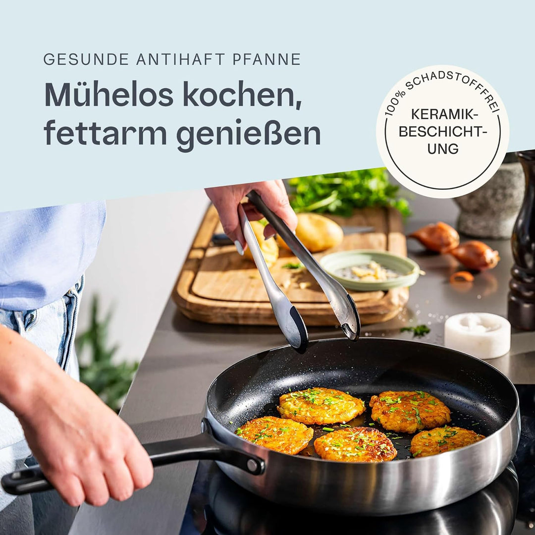 Berghoff Home Edelstahl Bratpfanne 28cm – Antihaft-Pfanne ohne PFAS – beschichtete Universalpfanne f