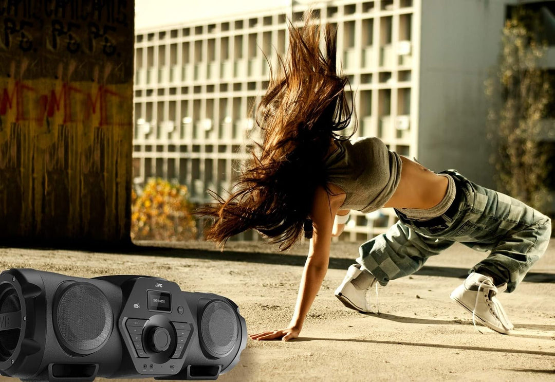 JVC Boomblaster RV-NB300DAB, 2 x 30 Watt, DAB+, UKW, Bluetooth, CD, USB, Line-In, Gitarren- & Mikrof