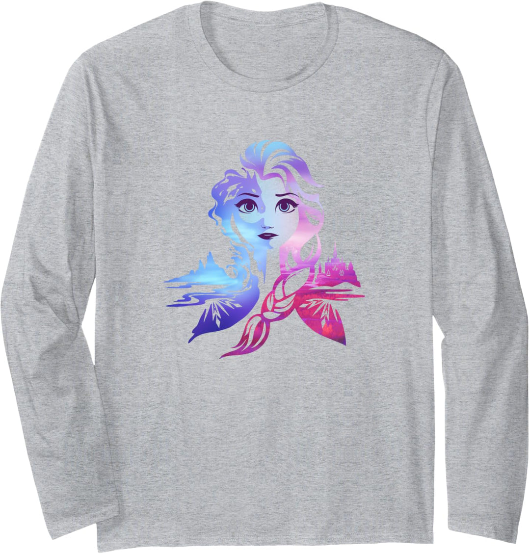 Disney Frozen 2 Elsa Two Tone Gradient Portrait Langarmshirt