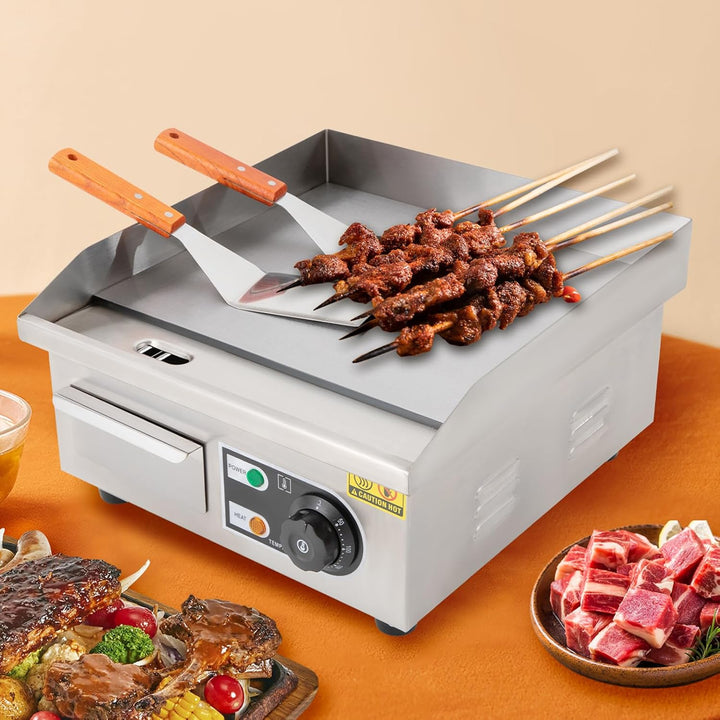 Elektrogrill, 14 Zoll Grillplatte Bratplatte Elektrisch 2000W Elektrischer Plancha Grill mit Ölspeic