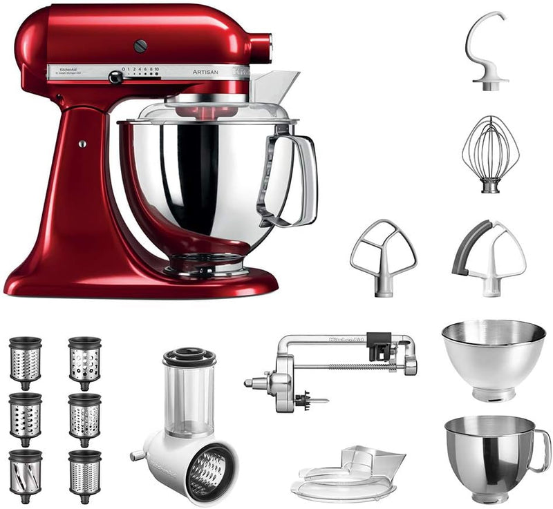 KitchenAid Küchenmaschine Artisan, 5KSM175PS, Veggie Paket inkl. TOP Zubehör: Gemüseschneider inkl.