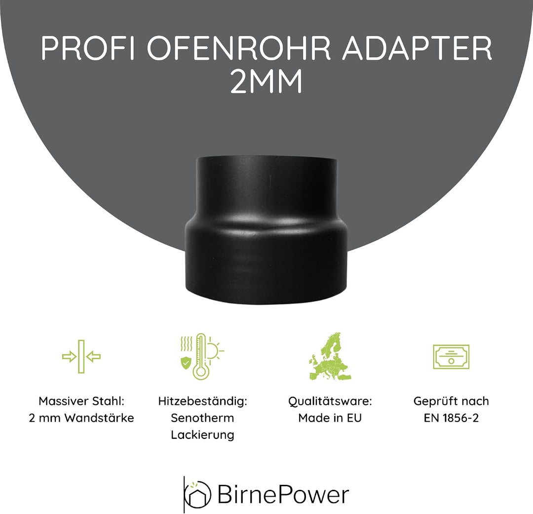 BirnePower Rohrerweiterung von 150 auf 180 mm, Senotherm-Beschichtung, Abgasrohr für Ofen &amp; Kamin, 2