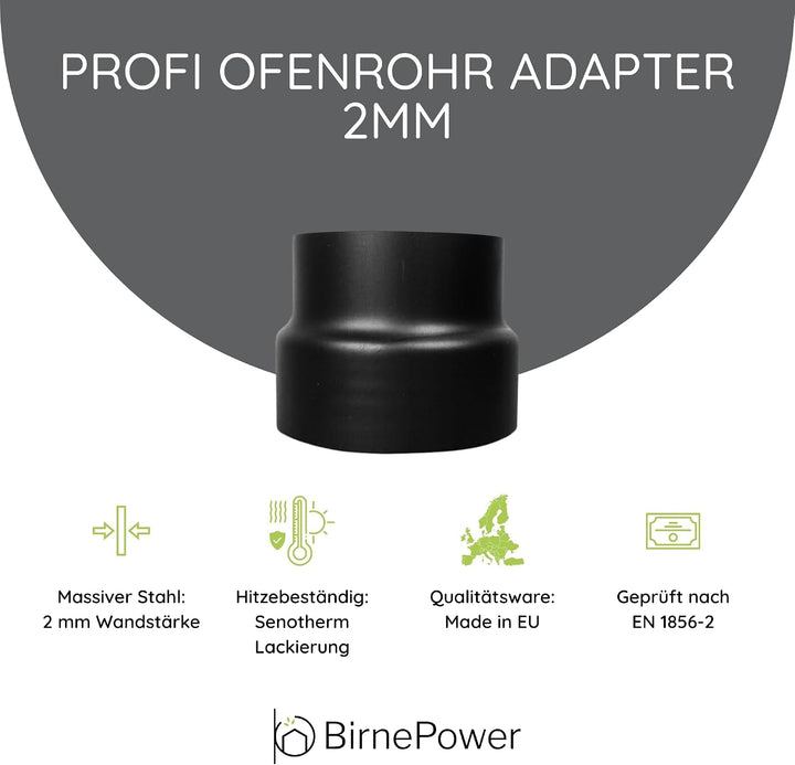 BirnePower Rohrerweiterung von 150 auf 180 mm, Senotherm-Beschichtung, Abgasrohr für Ofen &amp; Kamin, 2