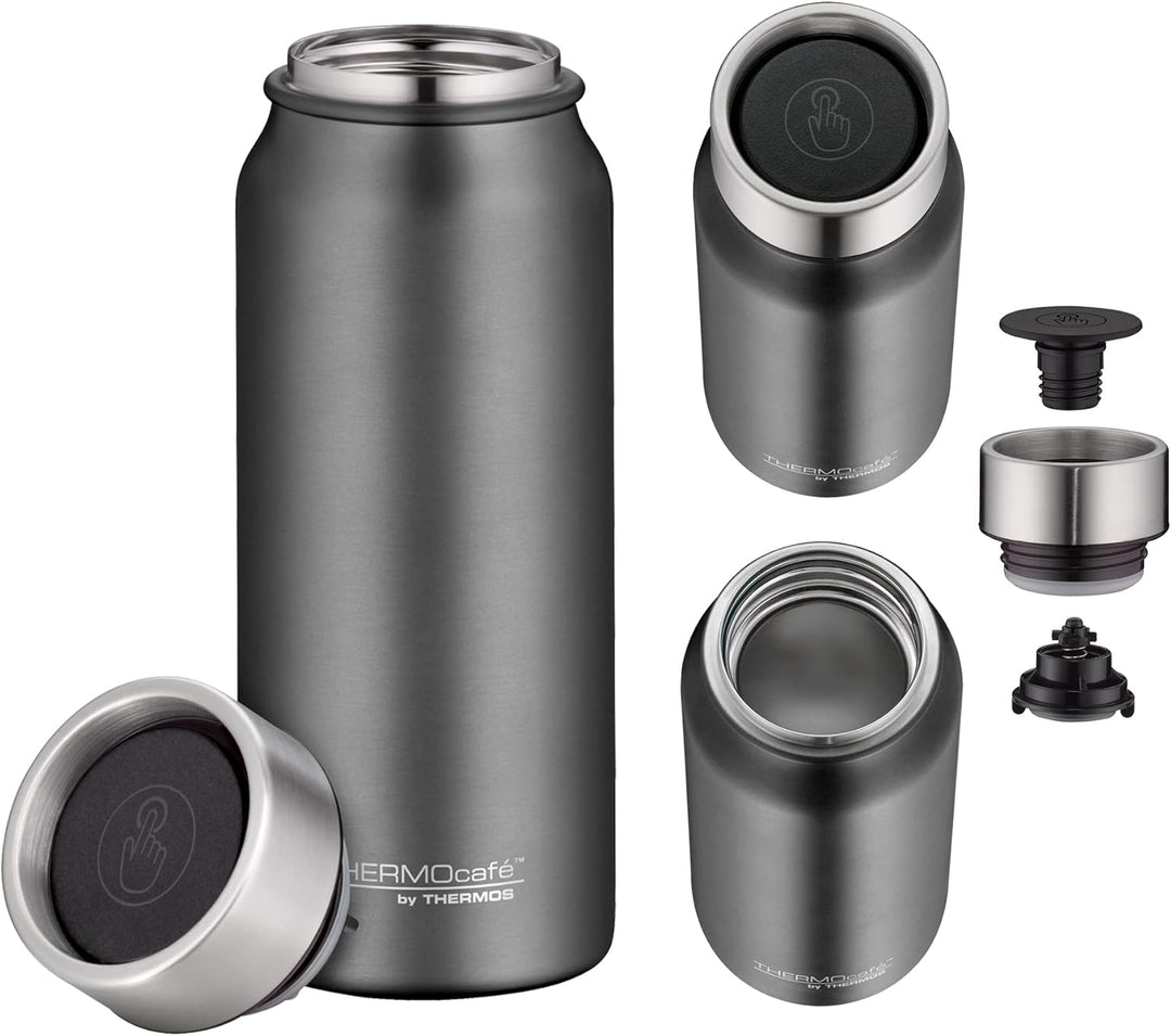 THERMOcafé by THERMOS TC DRINKING MUG stone grey mat 0,50l, Thermobecher Edelstahl, Isolierbecher, K