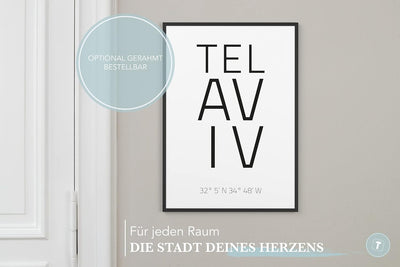 Papierschmiede® Geo Poster Koordinaten Tel Aviv, A1 Stadt Poster als Wanddeko für Wohnzimmer Schlafz