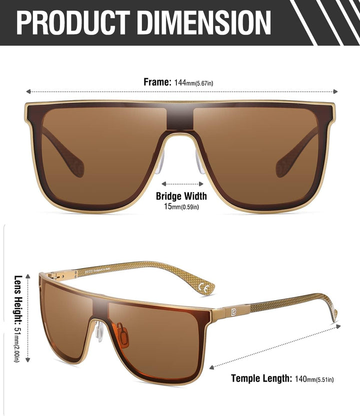 DUCO Herren Sonnenbrille Polarisierte Quadrat Sonnenbrille für Herren Carbon Fiber Tempel Sonnenbril