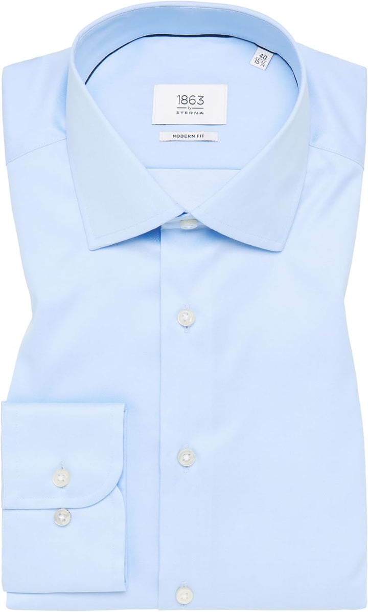 eterna Modern Fit Hemd extra Langer Arm New Kent Kragen hellblau Grösse 40