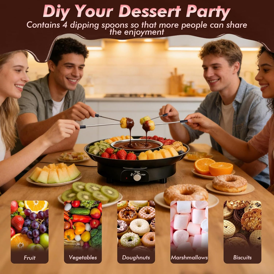 Chocolate Fondue Set 25 W 280ml,Elektrisches Schokoladen,Electric Fondue Pot with 2 Temperature Sett