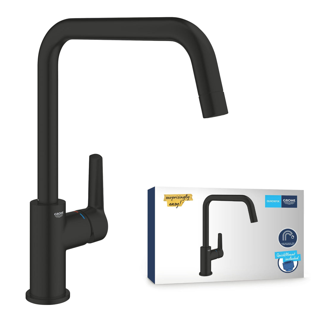 GROHE Start - Einhand-Spültischbatterie (Schwenkbereich 150°, Einlochmontage, hoher Auslauf), matt s