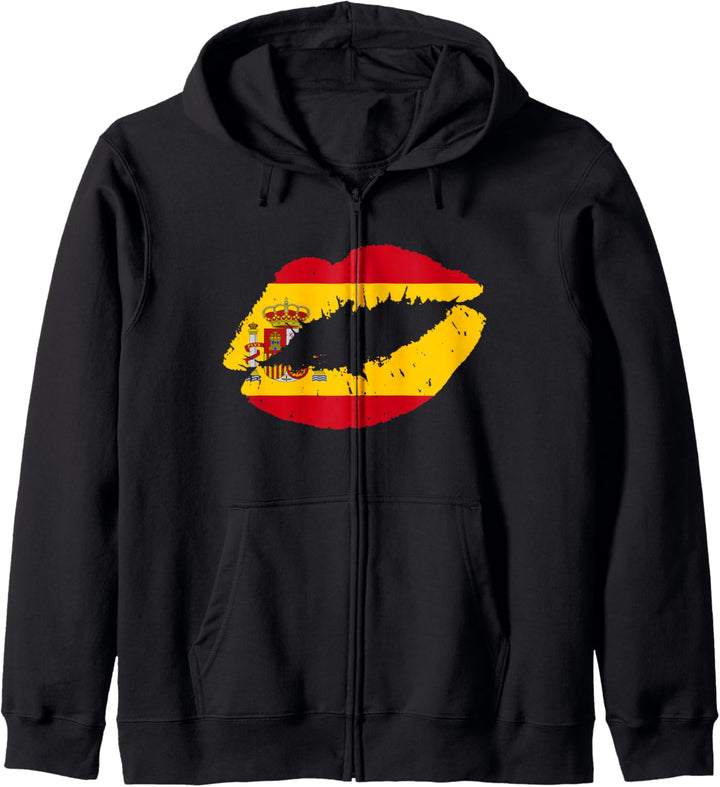 Spanien Spanische Flagge Kuss Lippen Fussball Fan Geschenk Kapuzenjacke