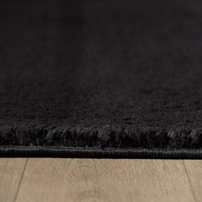 HomebyHome Teppich Wohnzimmer Shaggy Hochflor Schwarz Läufer 80x150 cm Einfarbig Design - Flauschige