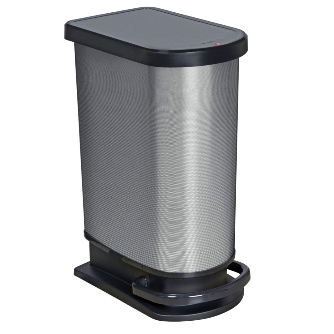 Rotho Paso Mülleimer 50l mit Pedal und Deckel, Kunststoff (PP) BPA-frei, carbon metallic, 50l (44,0