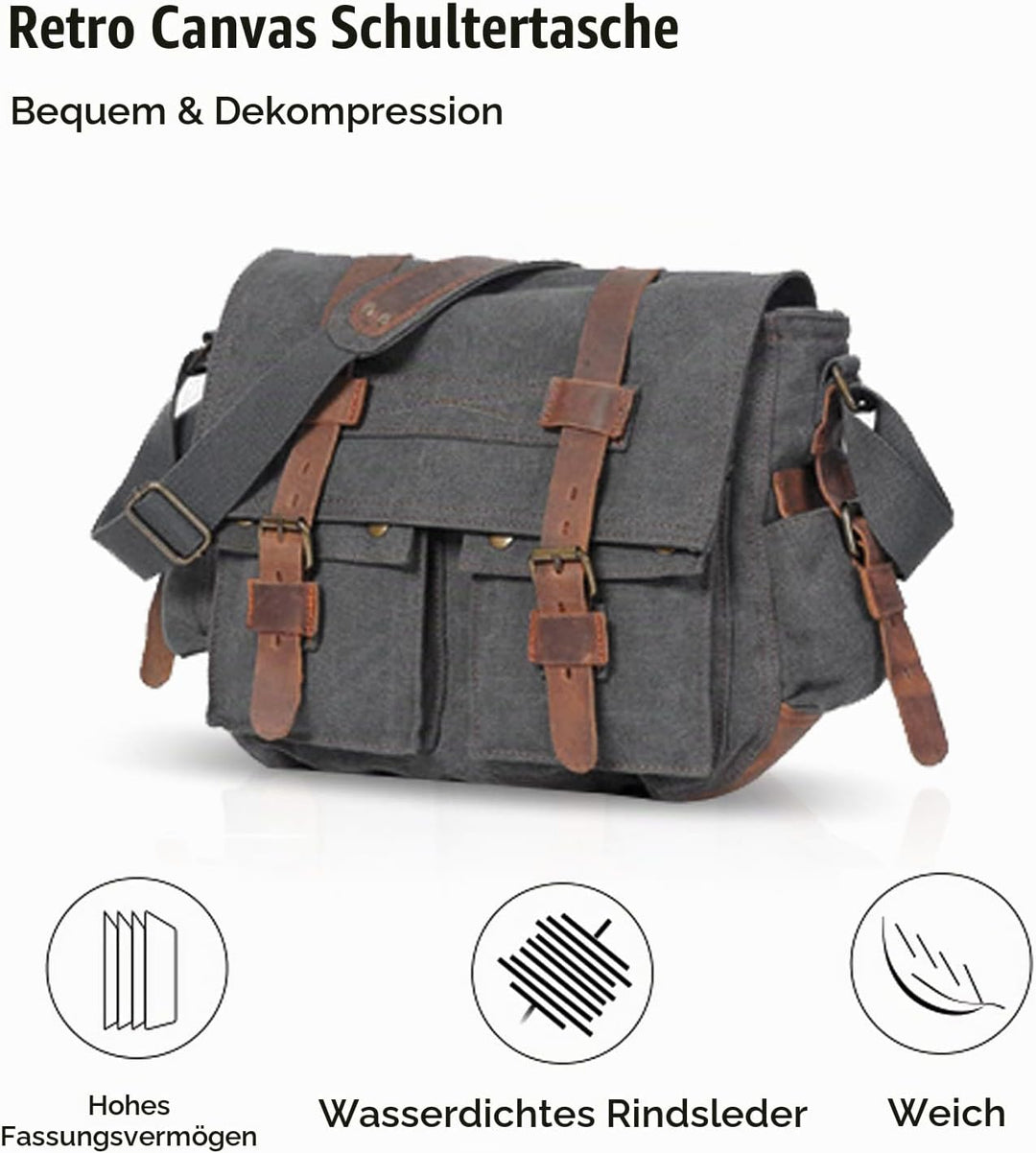 FANDARE Unisex Umhängetasche/Laptoptasche 14 Zoll für Arbeit Herren Messenger Bag Schultertasche Mul