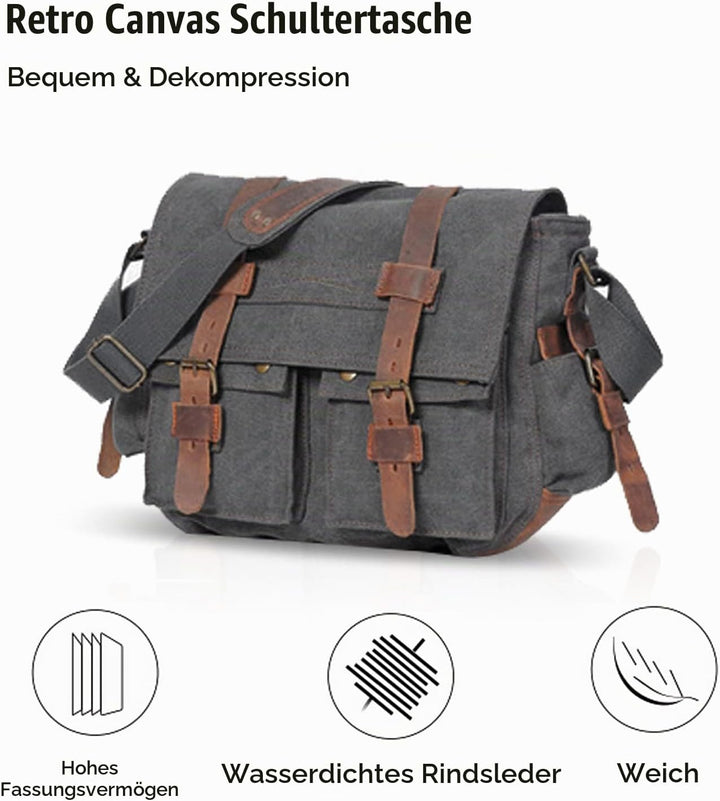 FANDARE Unisex Umhängetasche/Laptoptasche 14 Zoll für Arbeit Herren Messenger Bag Schultertasche Mul