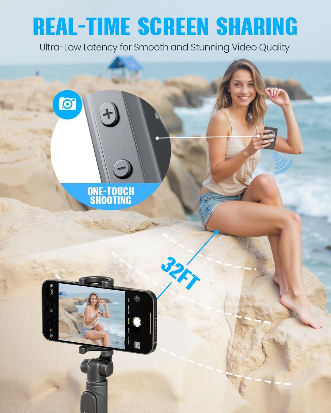 Handy Selfie Monitor, Magnetischer Vlog Selfie Monitor Bildschirm für iPhone/Android, Unterstützt 4K